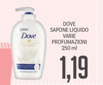 Supermercati Piccolo DOVE SAPONE LIQUIDO VARIE PROFUMAZIONI 250 ml offerta