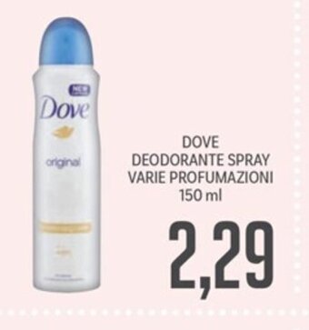 Supermercati Piccolo DOVE DEODORANTE SPRAY VARIE PROFUMAZIONI 150 ml offerta