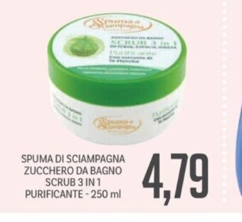 SPUMA DI SCIAMPAGNA ZUCCHERO DA BAGNO SCRUB 3 IN 1 PURIFICANTE -250 ml