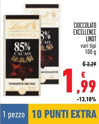 Conad CIOCCOLATO EXCELLENCE LINDT 100 g offerta