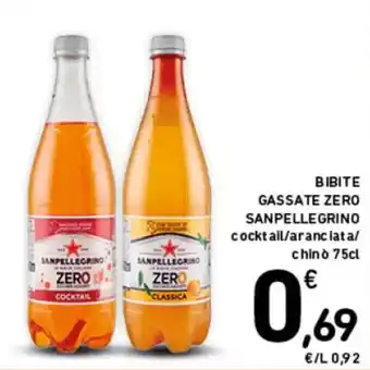 Spazio Conad BIBITE GASSATE ZERO SANPELLEGRINO cocktail/aranciata/ chino 75cl offerta