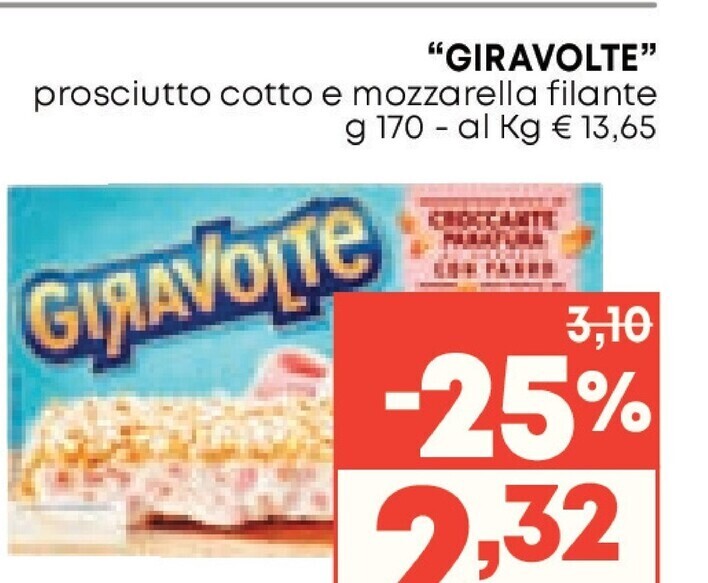 Giravolte prosciutto cotto e mozzarella filante offerta di Pam