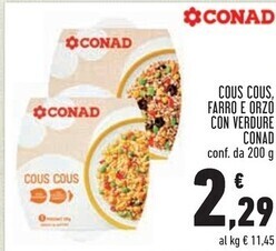 Conad cous cous, farro e orzo con verdure