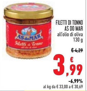Conad FILETTI DI TONNO AS DO MAR all'olio di oliva 130 g offerta