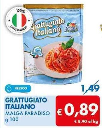 MD Discount GRATTUGIATO ITALIANO MALGA PARADISO g 100 offerta