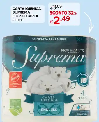 CARTA IGIENICA SUPREMA FIOR DI CARTA 4 rotoli