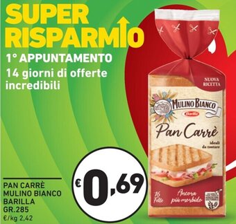 Ok Market PAN CARRÈ MULINO BIANCO BARILLA GR. 285 offerta