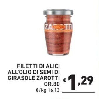 FILETTI DI ALICI ALL'OLIO DI SEMI DI GIRASOLE ZAROTTI GR.80