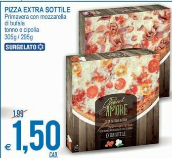 MD Discount Pizza Extra Sottile Primavera Con Mozzarella Di Bufala Tonno E Cipolla Surgelato offerta