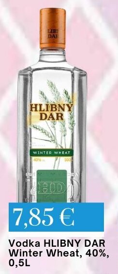 Mix Markt Vodka HLIBNY DAR Winter Wheat, 40%, 0,5L offerta
