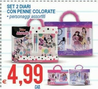 MD Discount Set 2 Diari Con Penne Colorate offerta