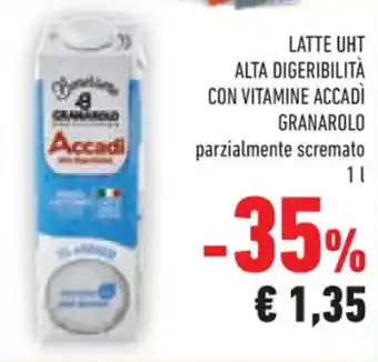 LATTE UHT ALTA DIGERIBILITÀ CON VITAMINE ACCADÌ GRANAROLO parzialmente scremato 1 l