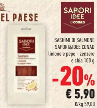 Conad SASHIMI DI SALMONE SAPORI&IDEE CONAD 100 g offerta