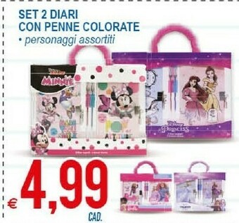 MD Discount Set 2 Diari Con Penne Colorate offerta
