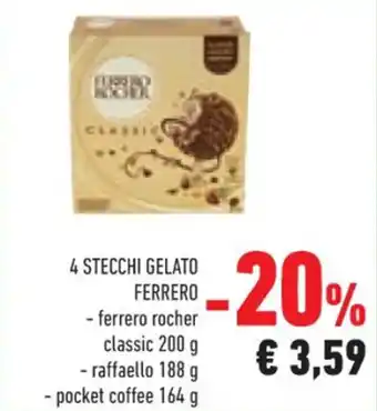 Conad 4 STECCHI GELATO FERRERO 200 g offerta