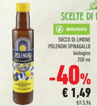 SUCCO DI LIMONE POLENGHI SPINAGALLO biologico 250 ml