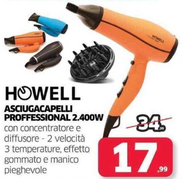 Telitaly HOWELL ASCIUGACAPELLI PROFFESSIONAL 2.400W offerta