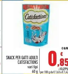 Conad Catisfactions Snack Per Gatti Adulti 60 G offerta
