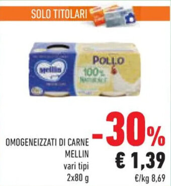 OMOGENEIZZATI DI CARNE MELLIN vari tipi 2x80 g