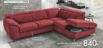 Mondo Convenienza Divano Letto Angolare Cm 271x222x94h offerta
