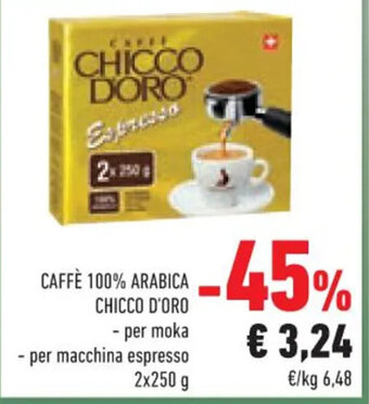 Conad CAFFÈ 100% ARABICA CHICCO D'ORO 2 x 250 g offerta
