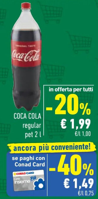 Conad COCA COLA regular pet 2 l offerta