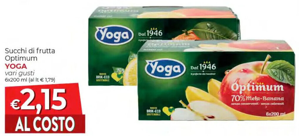 Supermercati Nonna Isa Succhi di frutta Optimum YOGA 6x200 ml offerta