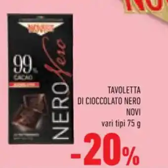 Conad TAVOLETTA DI CIOCCOLATO NERO Novi 75 g offerta