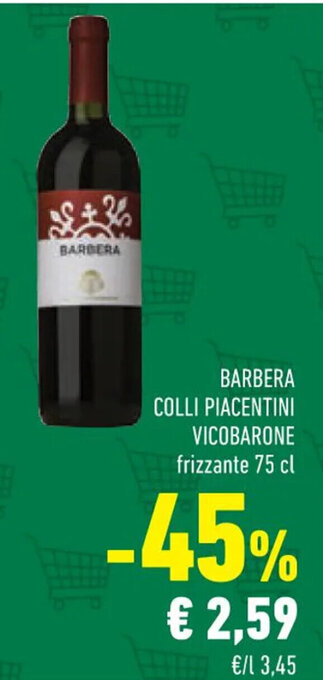 Conad BARBERA COLLI PIACENTINI VICOBARONE frizzante 75 cl offerta