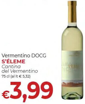Supermercati Nonna Isa Vermentino DOCG S'ÉLEME Cantina del Vermentino 75 cl offerta