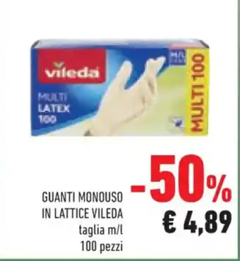 Conad GUANTI MONOUSO IN LATTICE VILEDA taglia m/l 100 pezzi offerta