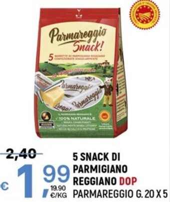 A&O 5 SNACK DI PARMIGIANO REGGIANO DOP PARMAREGGIO G. 20 X 5 offerta