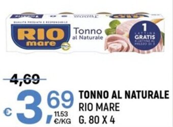 A&O TONNO AL NATURALE RIO MARE G. 80 x 4 offerta