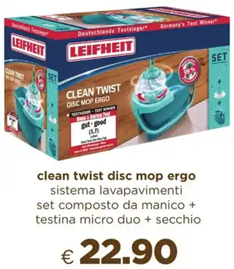 Acqua & Sapone LEIFHEIT clean twist disc mop ergo offerta