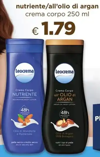 Acqua & Sapone Leocrema nutriente/all'olio di argan crema corpo 250 ml offerta