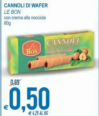 MD Discount Le Bon - Cannoli Di Wafer Con Crema Alla Nocciola 80 G(ml) offerta