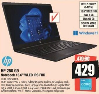 HP 250 G9 Notebook 15.6" WLED IPS FHD