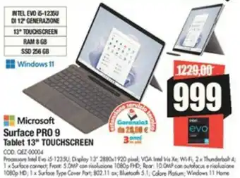 Microsoft Surface PRO 9 Tablet 13" TOUCHSCREEN