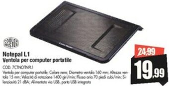 COOLER MASTER Notepal L1 Ventola per computer portatile