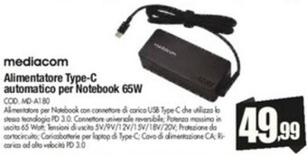 mediacom Alimentatore Type-C automatico per Notebook 65W
