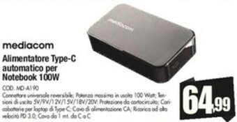 mediacom Alimentatore Type-C automatico per Notebook 100W