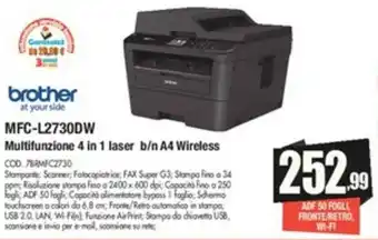 Vobis brother MFC-L2730DW Multifunzione 4 in 1 laser b/n A4 Wireless offerta