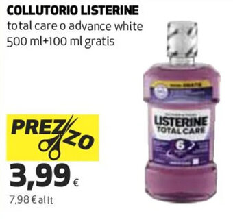 Coop COLLUTORIO LISTERINE total care o advance white 500 ml+100 ml gratis offerta