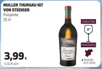 Coop MULLER THURGAU IGT VON STEEIGER 75 cl offerta