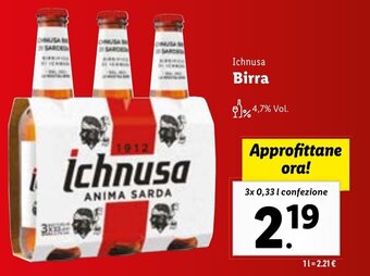 Lidl Ichnusa Birra 3x 0,33 l confezione offerta