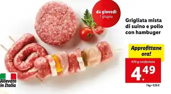 Lidl Grigliata mista di suino e pollo con hambuger offerta