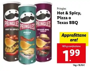 Lidl PRINGLE HOT & SPICY TEXAS BBQ 185 g confezione offerta