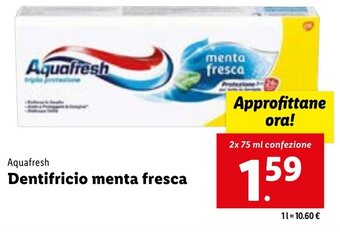 Aquafresh Dentifricio menta fresca 2x 75 ml confezione