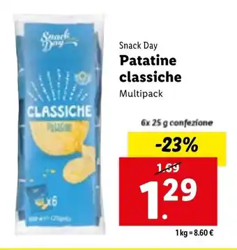 Lidl Snack Day Patatine classiche 6x 25 g confezione offerta