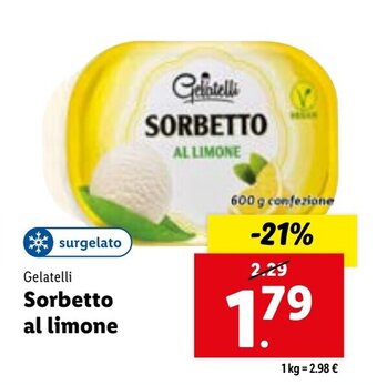 Lidl Gelatelli Sorbetto al limone offerta